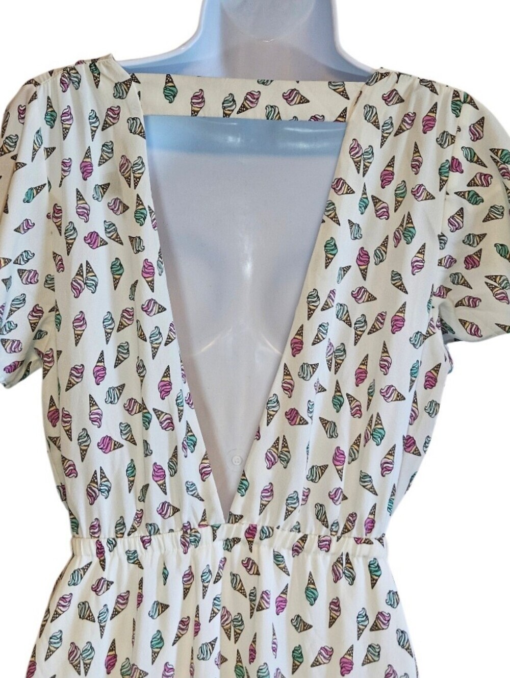 0081 Forever 21 Ice Cream Cone Print Mini Dress Flutter Sleeve Novelty Medium - Picture 4 of 12